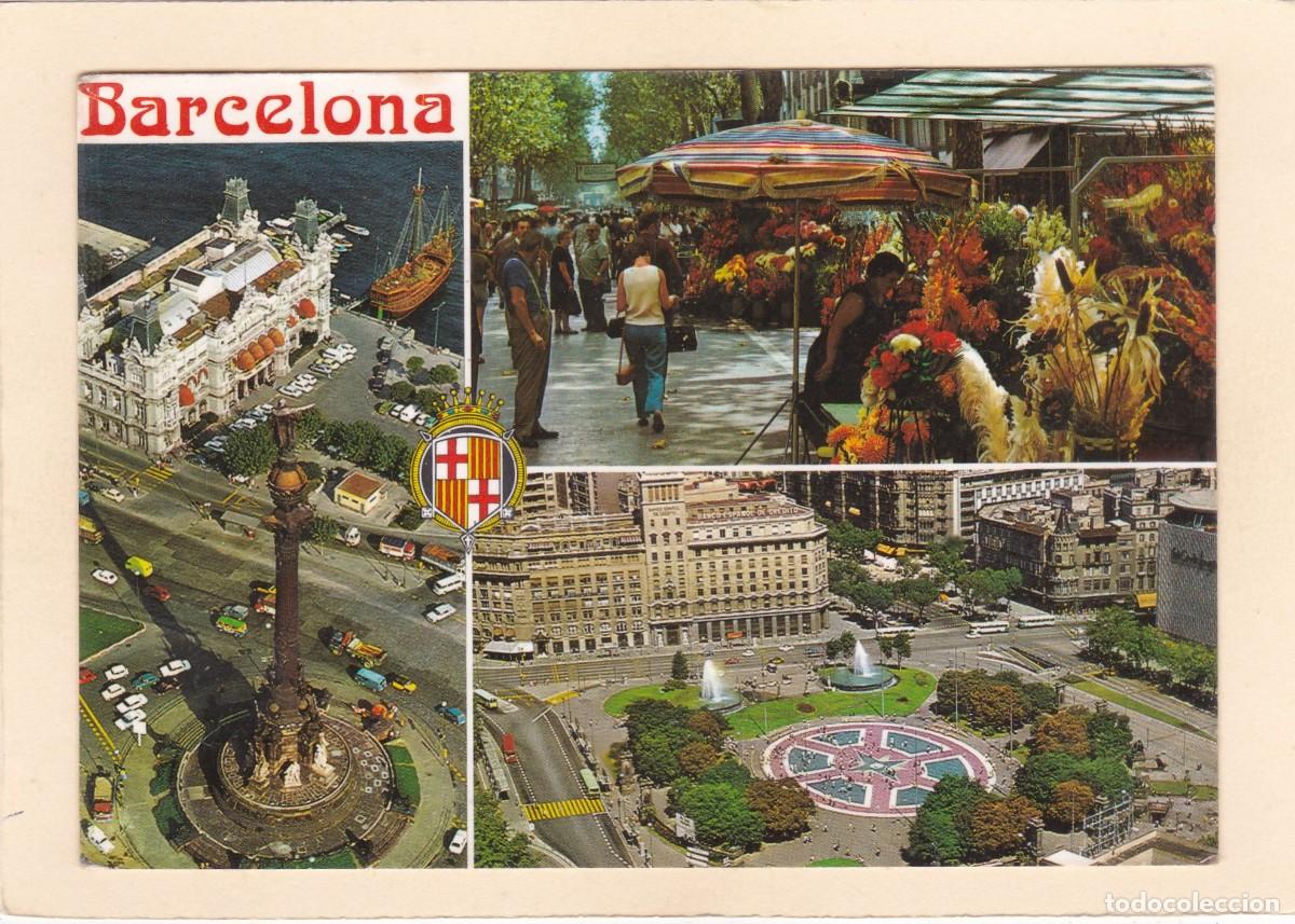 Postales: BARCELONA. MONUMENTO A COLON. RAMBLAS. PLAZA DE CATALU&Ntilde;A