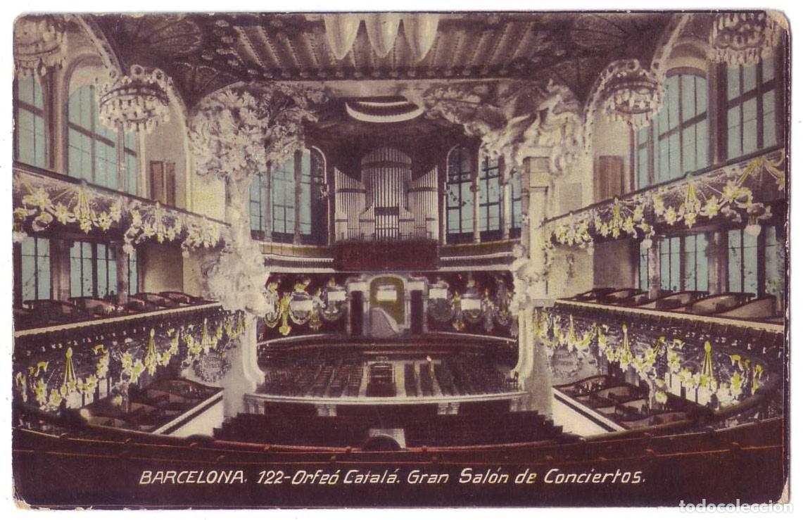 Postales: Barcelona: Orfe&oacute; Catal&aacute;. Gran Sal&oacute;n de Conciertos. Jorge Venini. No circulada (A&ntilde;os 10)