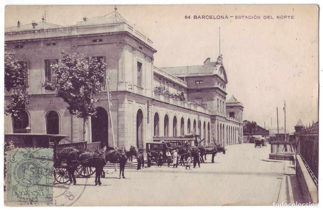 Postales: Barcelona: Estaci&oacute;n del Norte. Miss&eacute; Hs. Club Cart&oacute;filo. Circulada (A&ntilde;os 10)