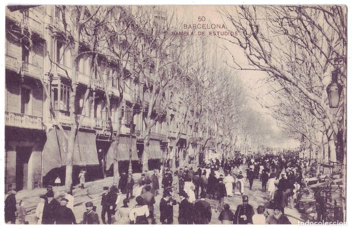 Postales: Barcelona: Rambla de Estudios. Samsot y Miss&eacute; Hs. No circulada (A&ntilde;os 10)