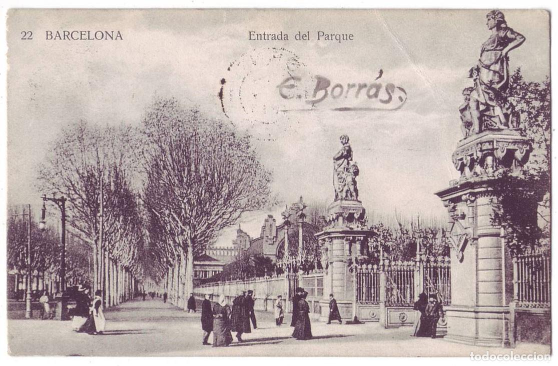Postales: Barcelona: Entrada al Parque. No consta editor. Circulada (A&ntilde;os 10)