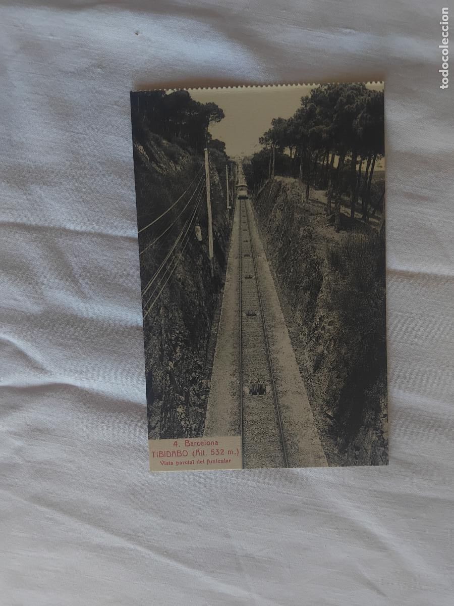 Postales: POSTAL 4. TIBIDABO (Alt. 532 m ). VISTA PARCIAL DEL FUNICULAR.. L. ROISIN FOTOGRAFO..