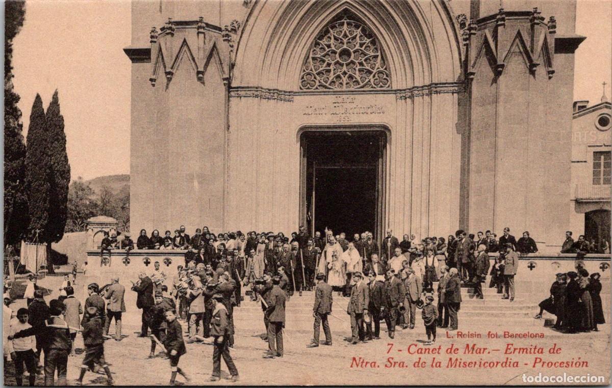 Postales: Canet de Mar - Ermita de Ntra. Sra. de la Misericordia - Procesi&oacute;n - Roisin 7 - 137x87mm