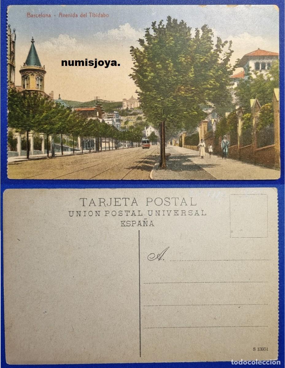 Postales: Postal de BARCELONA (Espa&ntilde;a) a&ntilde;o 1910. Avenida del Tibidabo. Uni&oacute;n Postal Universal.