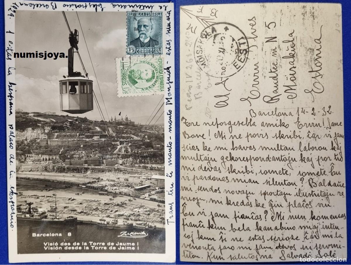Postales: Postal BARCELONA (Espa&ntilde;a) a&ntilde;o 1920. Visi&oacute;n desde la torre de Jaime I. Escrita en 1929.
