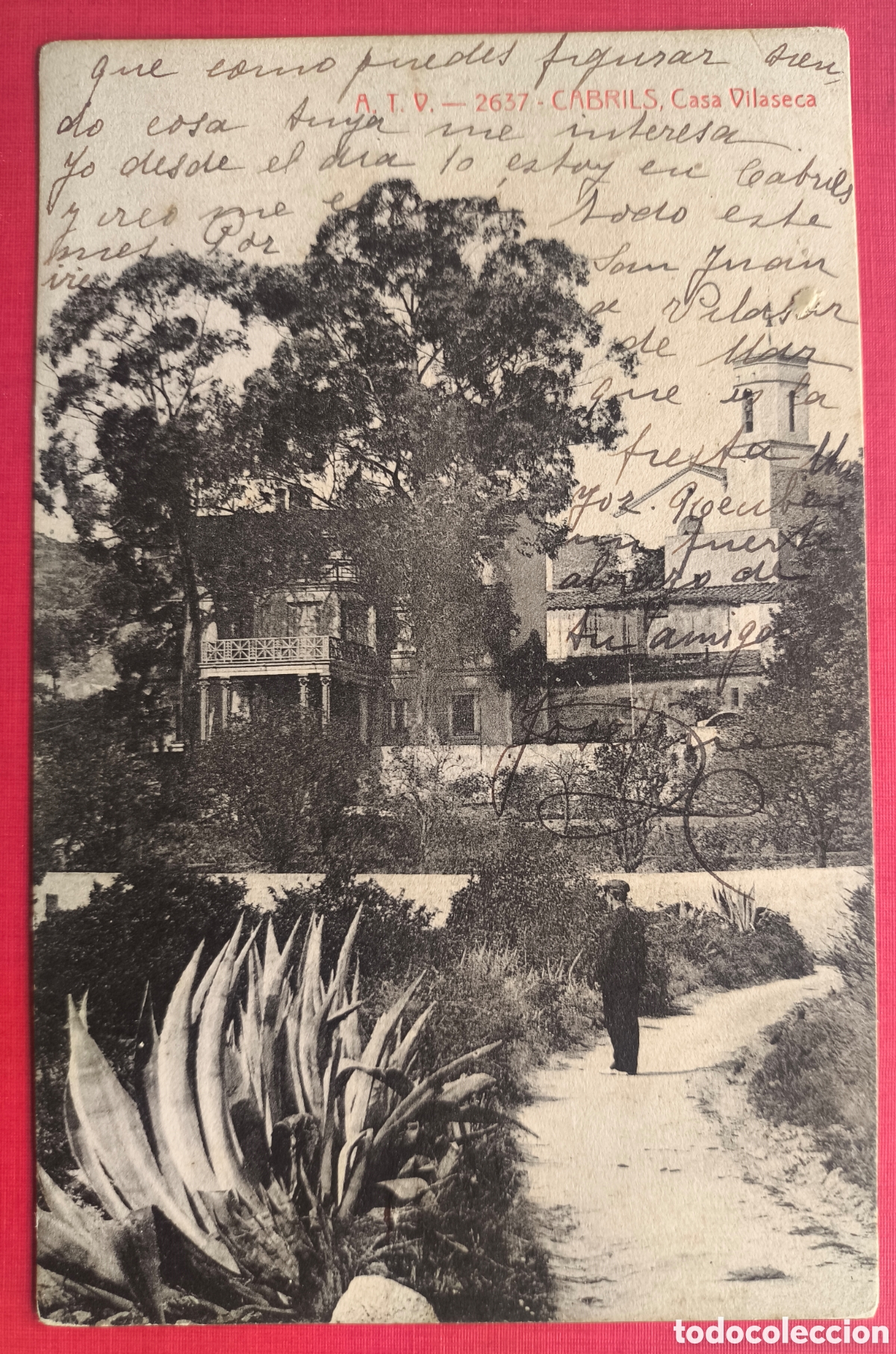 Postales: CABRILS CAN VILASECA POSTAL FOTOTIPIA A.T.V. CIRCULADA MARESME 1915