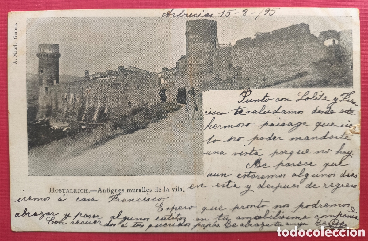 Postales: HOSTALRIC MURALLES POSTAL FOTOTIPIA CIRCULADA 1915