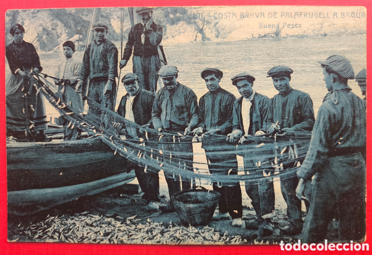 Postales: PESCADORS DE PALAFRUGELL A BAGUR COSTA BRAVA POSTAL ANIMADA FOTOTIPIA GIRONA C. 1915