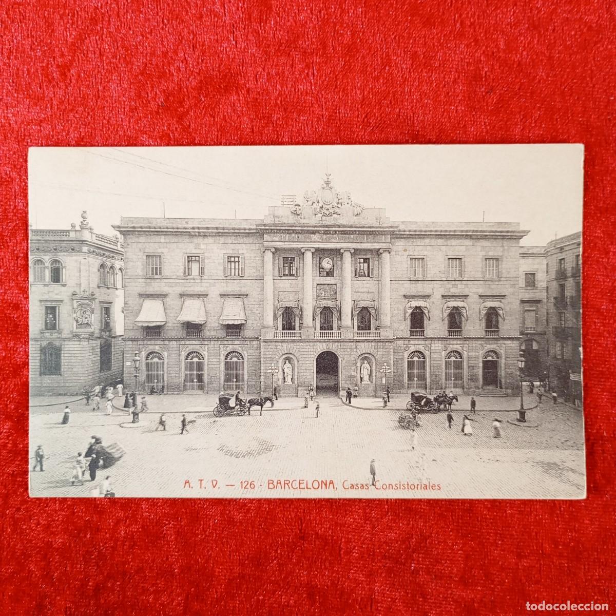 Postales: POSTAL - BARCELONA - CASAS CONSISTORIALES - A.T.V. - 126 - RAR&Iacute;SIMA / 1877