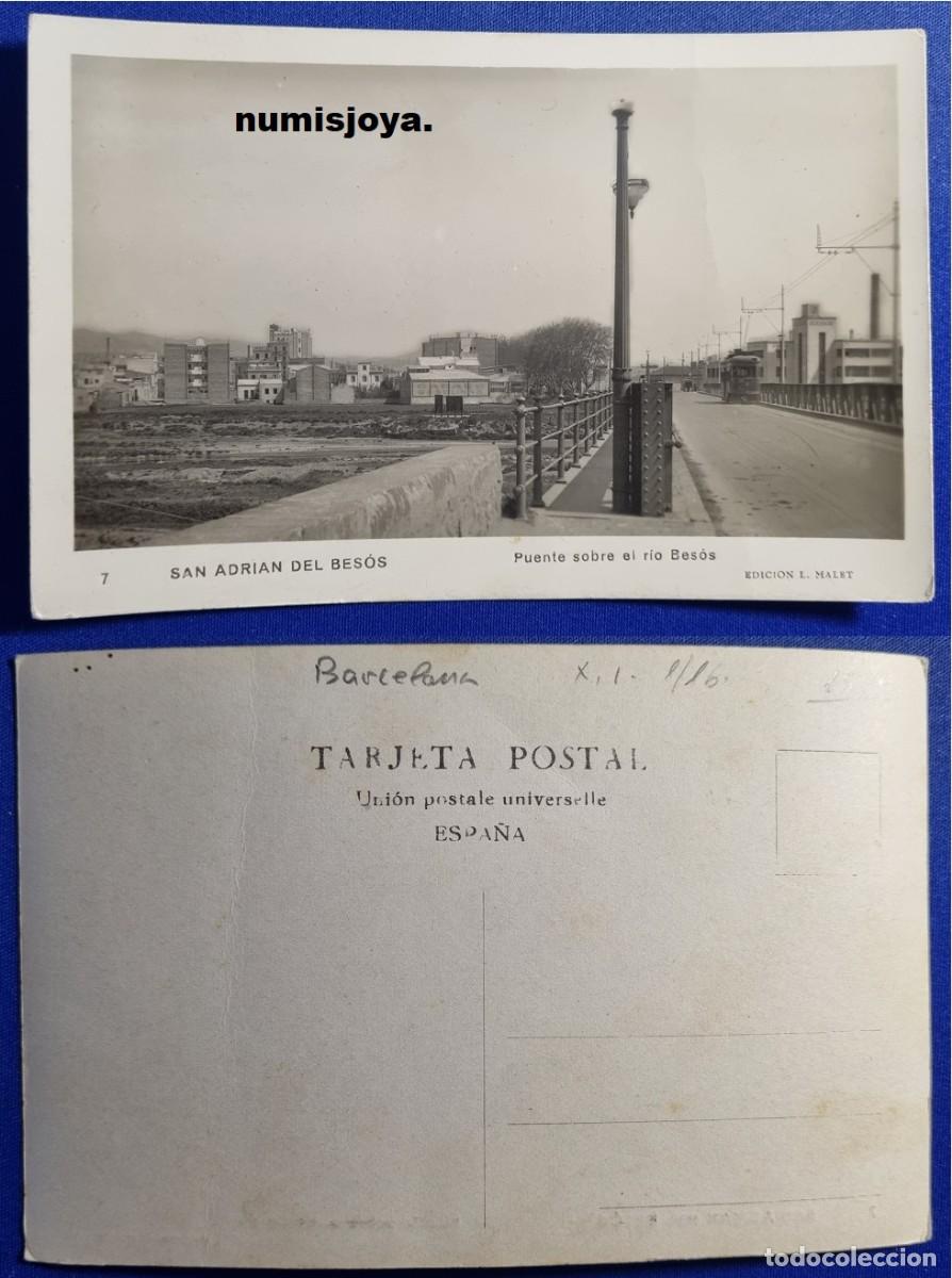 Postales: Postal SAN ADRIAN DEL BESOS (Espa&ntilde;a) a&ntilde;o 1930. PUENTE SOBRE EL RIO BESOS Ed. L. MALET.