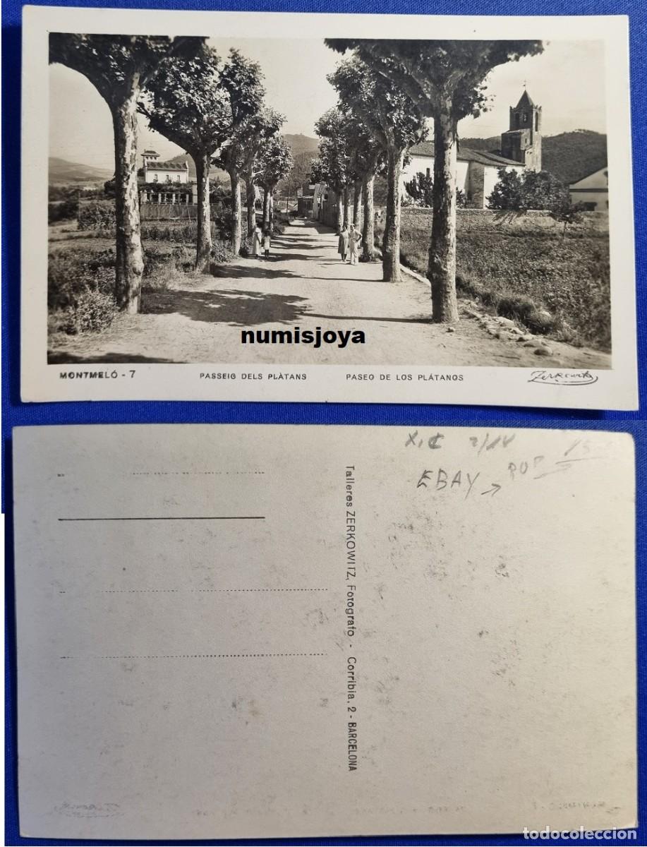 Postales: Postal de MONTMEL&Oacute; (Espa&ntilde;a) a&ntilde;o 1930. PASEO DE LOS PLATANOS. Fot. ZERKOWITZ. Escrita en 1935.