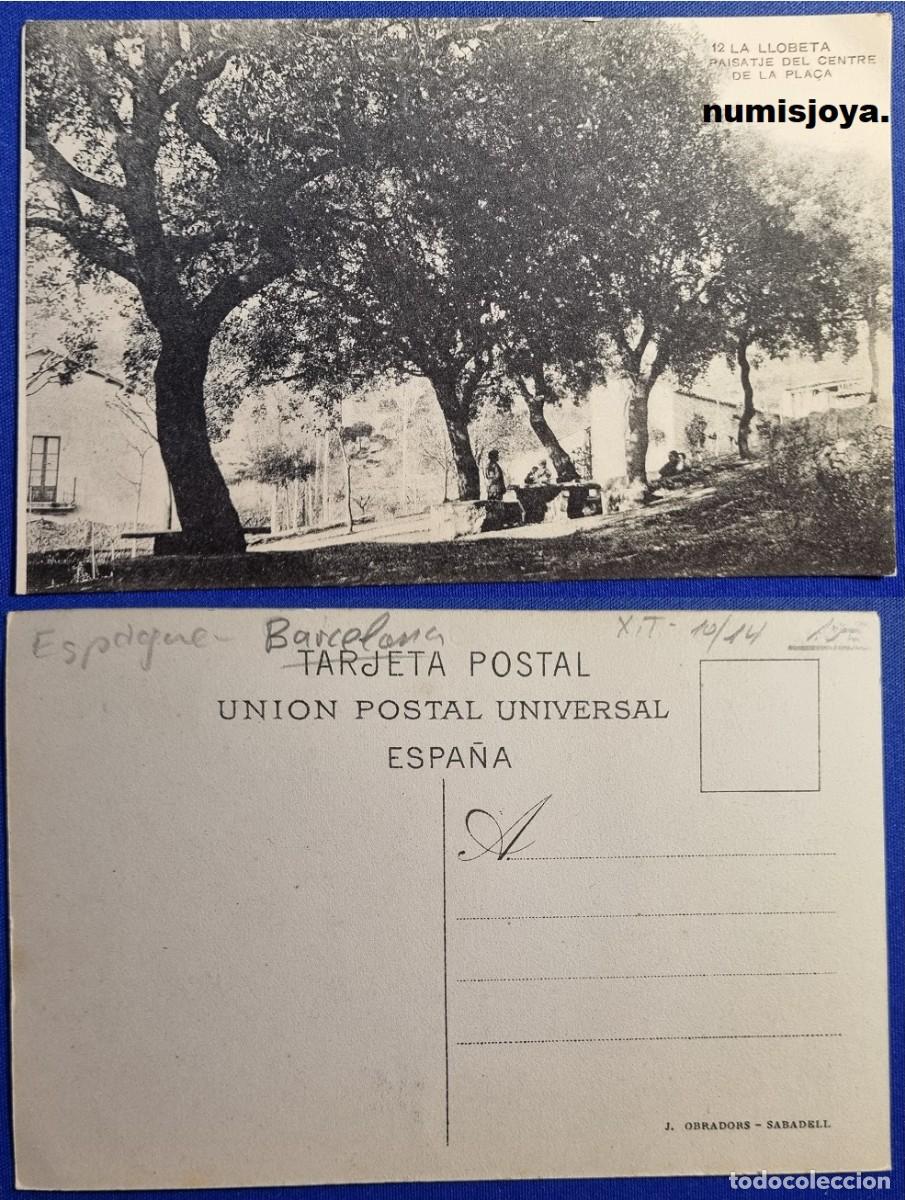 Postales: Postal LA LLOBETA (Espa&ntilde;a) a&ntilde;o 1910. Paisatje del centre de la Pla&ccedil;a. OBRADORS.