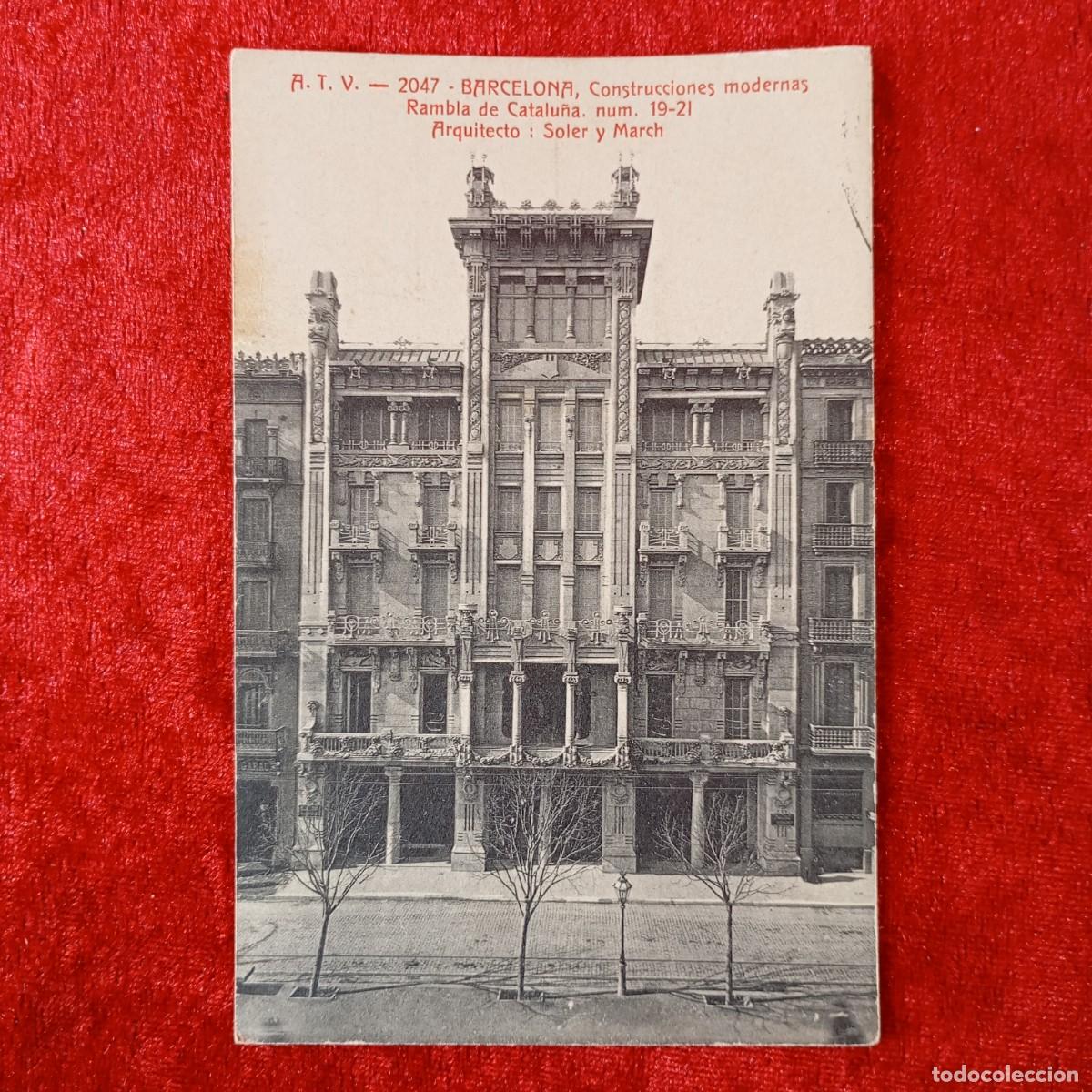 Postales: POSTAL - BARCELONA - CONSTRUCCIONES MODERNAS - SOLER Y MARCH - 2047 - A.T.V. - RAR&Iacute;SIMA / 2221