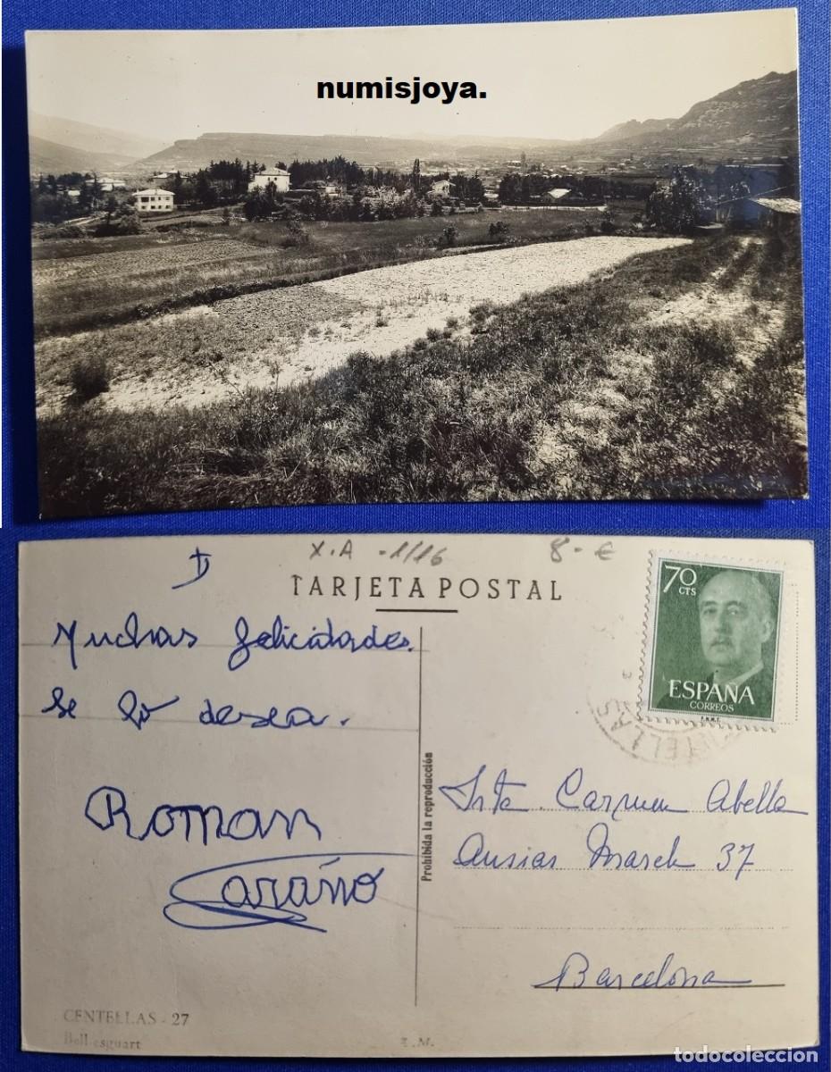 Postales: Postal CENTELLAS (Espa&ntilde;a) a&ntilde;o 1950. Bell esguart. Escrita y con sello.