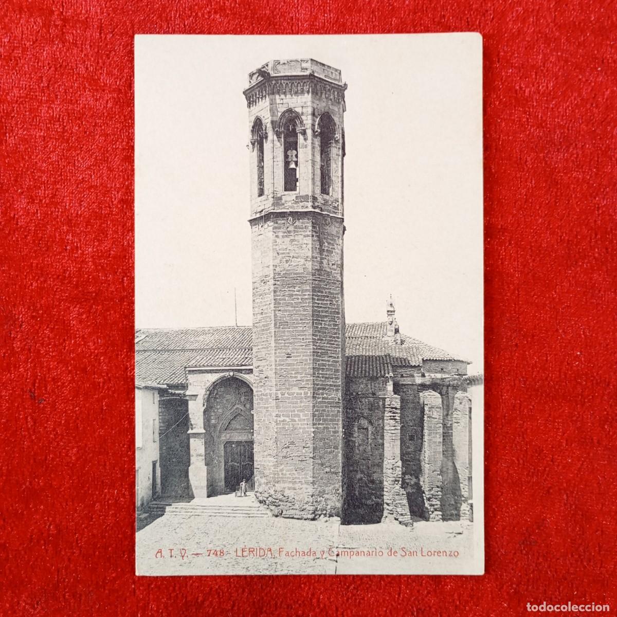 Postales: POSTAL - L&Eacute;RIDA - FACHADA Y CAMPANARIO DE SAN LORENZO - 748 - A.T.V. - RAR&Iacute;SIMA / 2325