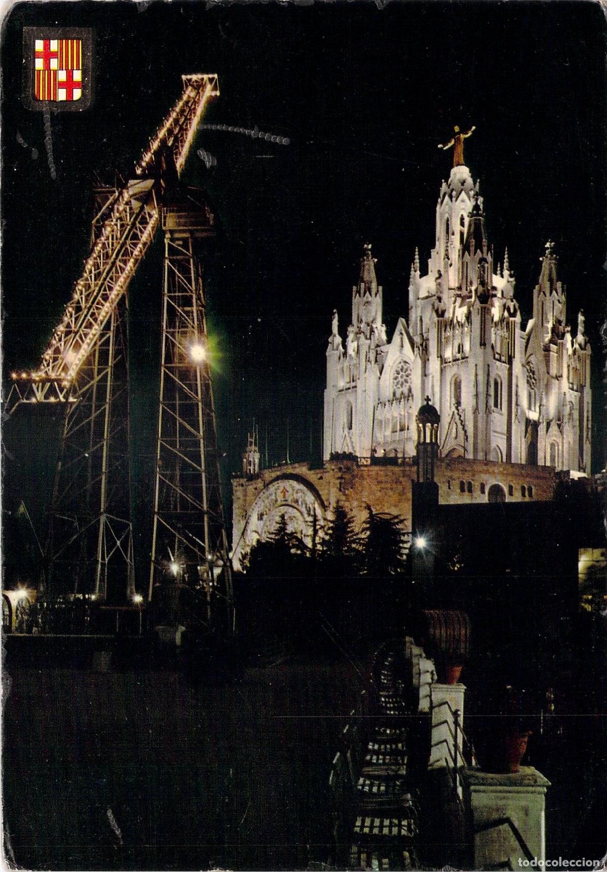 Postales: Postal de Barcelona - Templo del Tibidabo de noche