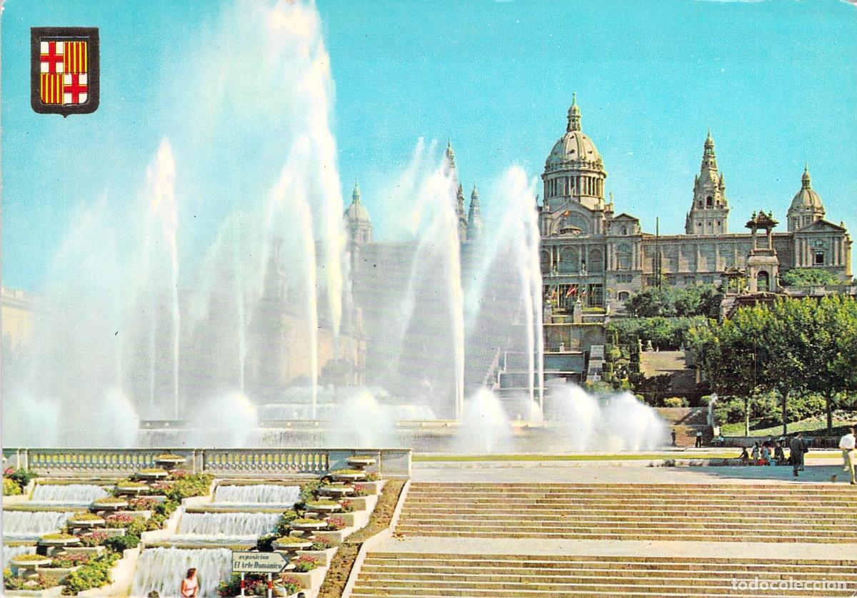 Postales: Postal de Barcelona: Fuente Monumental y Palacio Nacional de Montjuich
