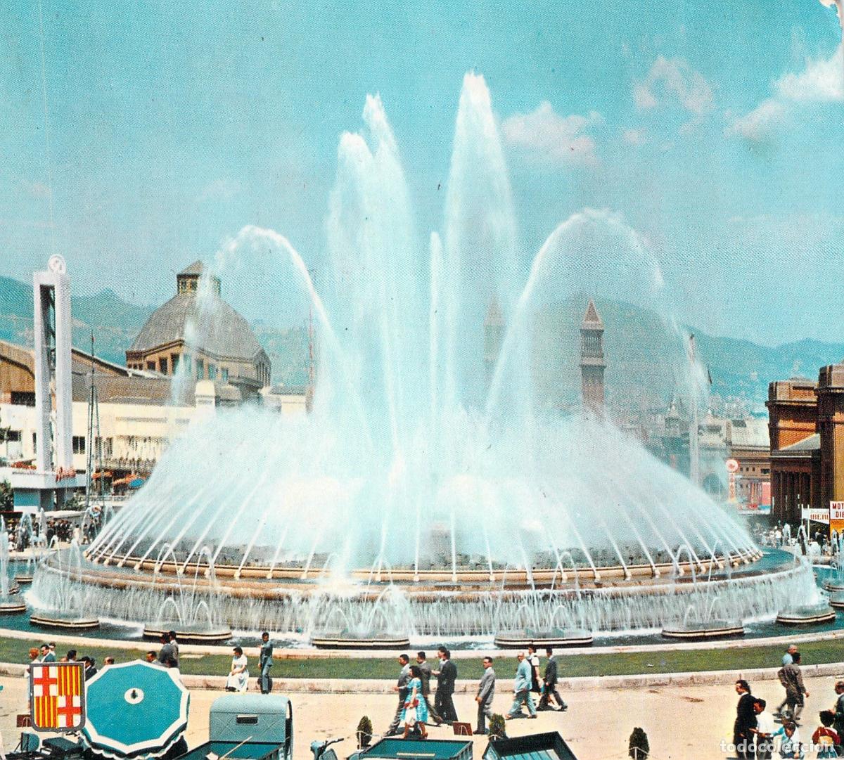 Postales: Postal de la Fuente Monumental de Montju&iuml;c en Barcelona