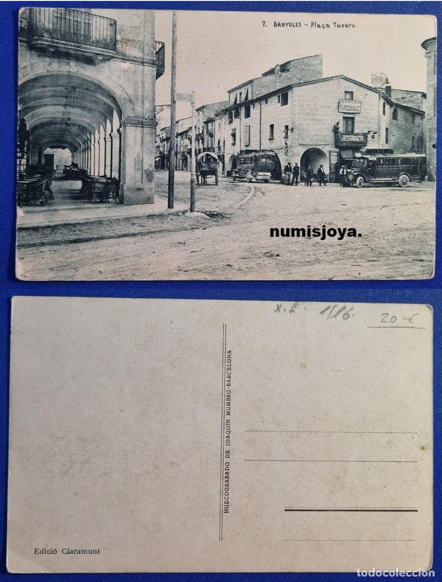 Postales: Postal de BANYOLES (Espa&ntilde;a) a&ntilde;o 1910. Plaza Turers. Ed. MANBR&Uacute;.