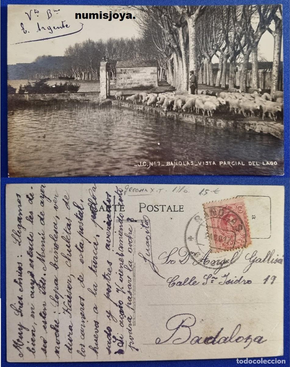 Postales: Postal de BA&Ntilde;OLAS (Espa&ntilde;a) a&ntilde;o 1910. Vista parcial del lago. Escrita en 1917 con sello.