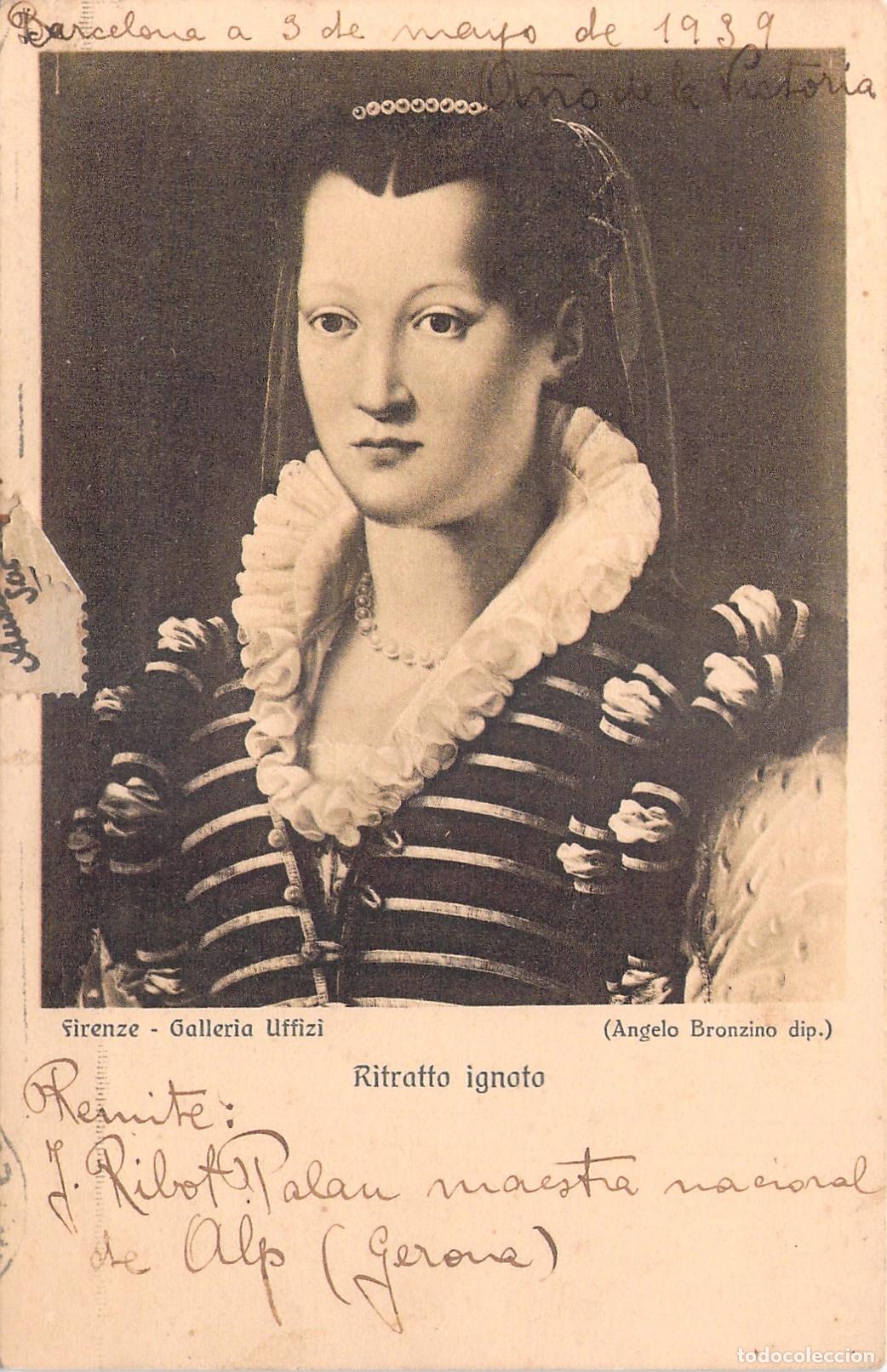 Postales: Postal de Retrato de Mujer por Angelo Bronzino en Galer&iacute;a Uffizi