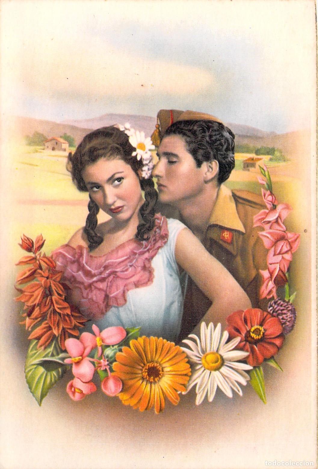 Postales: Postal de Pareja Rom&aacute;ntica con Flores