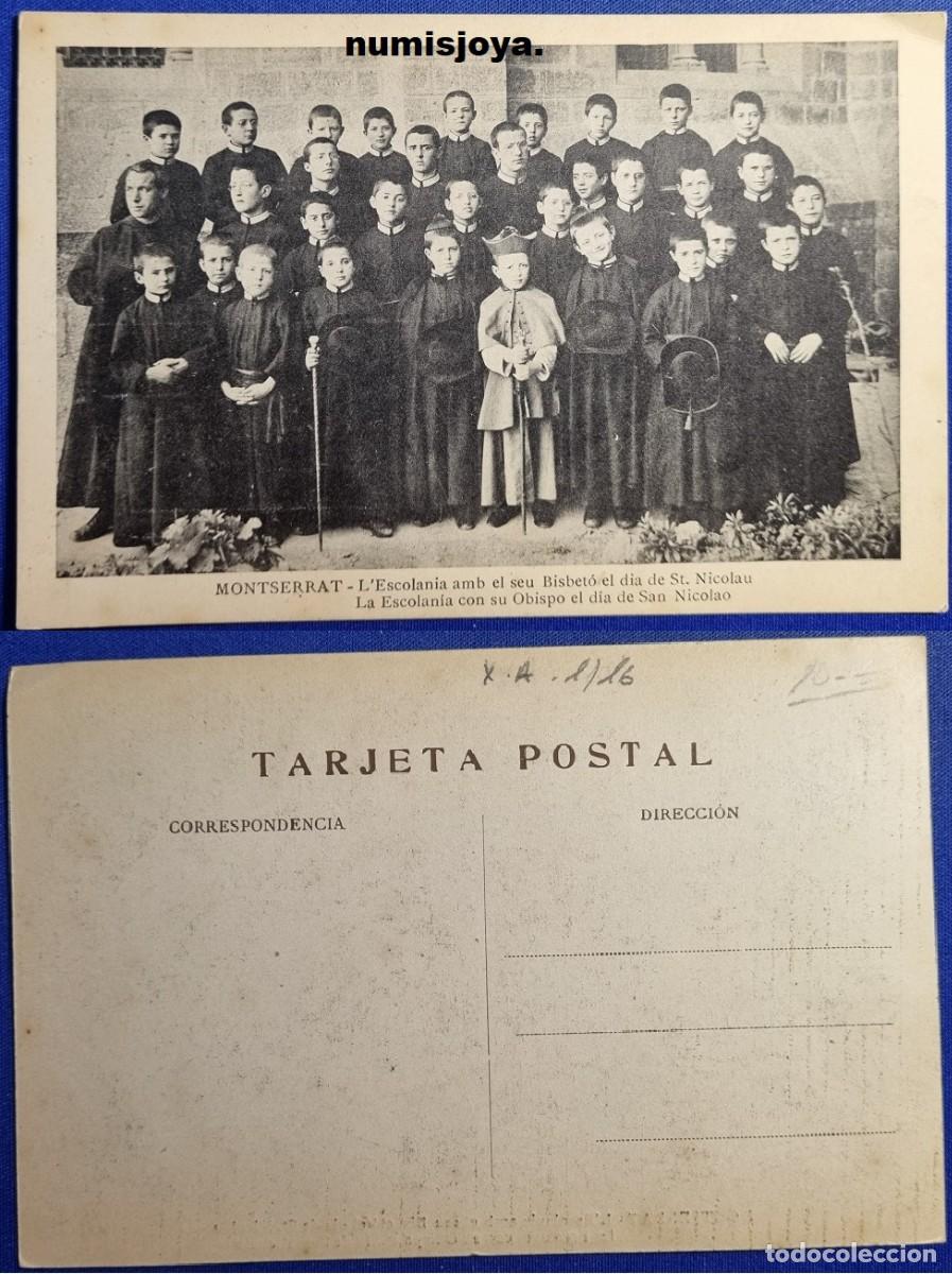 Postales: Postal MONTSERRAT (Espa&ntilde;a) a&ntilde;o 1910. La Escolan&iacute;a con su Obispo d&iacute;a San Nicolau.