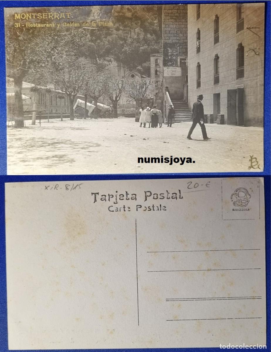 Postales: Postal MONTSERRAT (Espa&ntilde;a) a&ntilde;o 1910. Restaurant y Celdas de la Plaza. RARA.