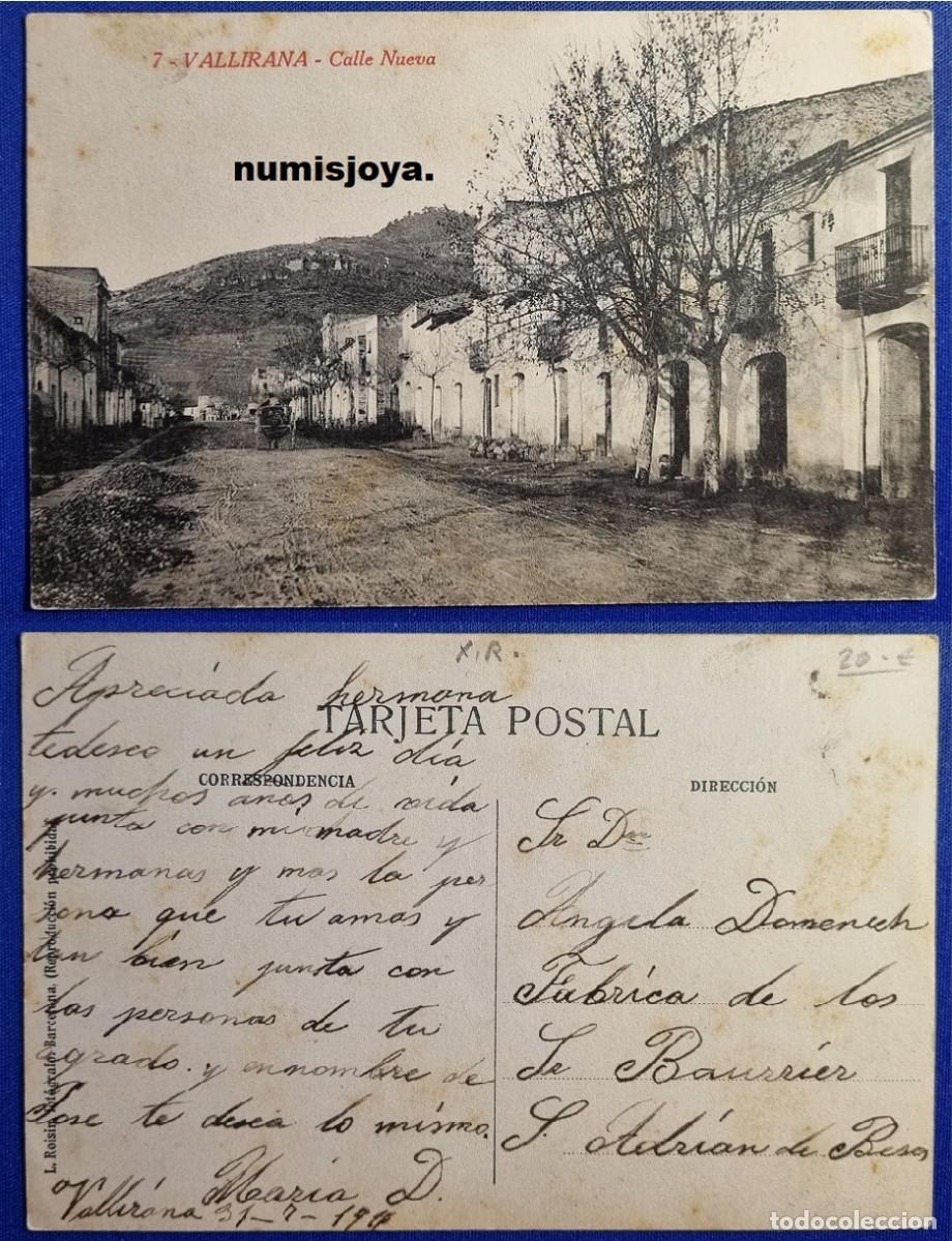 Postales: Postal VALLIRANA (Espa&ntilde;a) a&ntilde;o 1910. Calle Nueva. L. ROISIN. Escrita en 1916.
