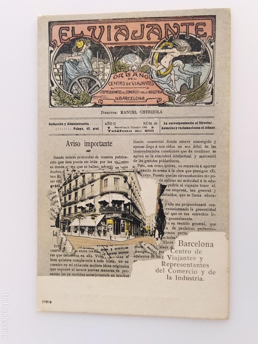 Postales: BARCELONA - EL VIAJANTE - ORGANO DEL CENTRO DE VIAJANTES - J. JOANOLA - POSTAL ANTIGUA -(116.335)