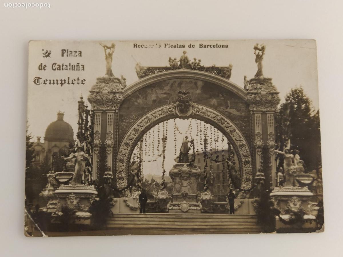 Postales: BARCELONA - PLA&Ccedil;A CATALUNYA - TEMPLETE - FOTOGRAFICA - POSTAL ANTIGUA -(116.353)
