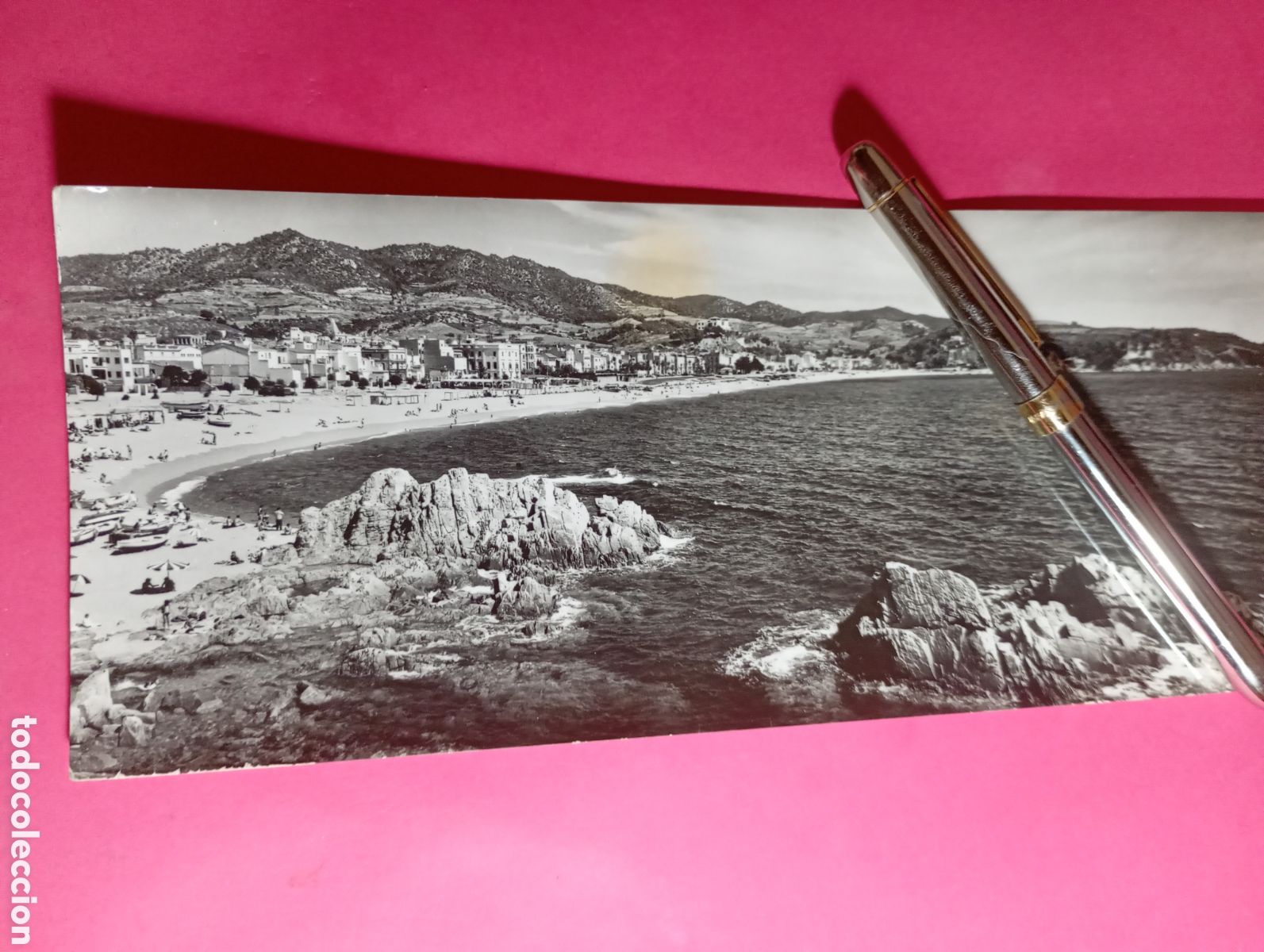 Postales: VINTAGE LLOEET DE MAR VISTA GENERAL BLANCO Y NEGRO CITCULADA DOBLE LONGITUD