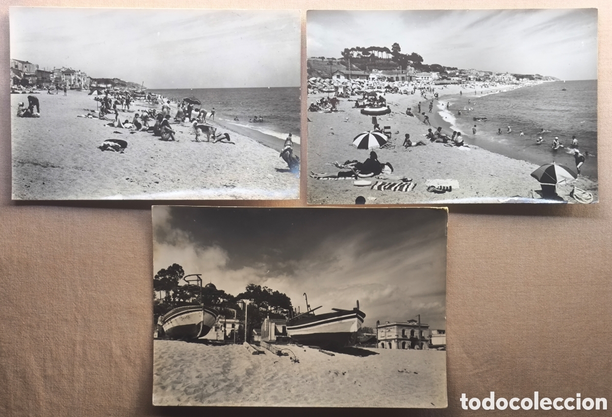Postales: CANET DE MAR PLATJA POSTAL FOTOGR&Aacute;FICA LOTE 3 MARESME BARCELONA C. 1955