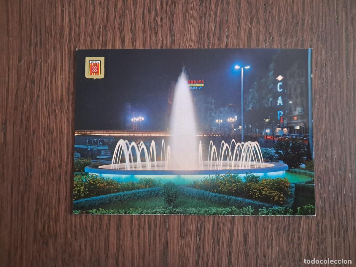Postales: postal de Espa&ntilde;a, Girona, plaza de Catalu&ntilde;a iluminada, n&ordm; 5496.