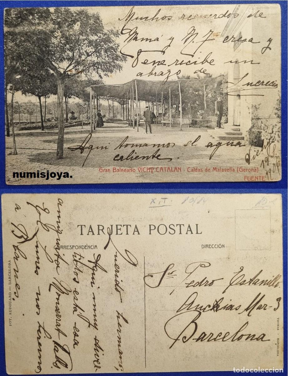 Postales: Postal Gerona (Espa&ntilde;a) a&ntilde;o 1910. Caldas de Malavella VICHY CATALAN FUENTE.