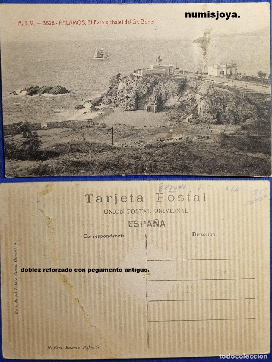 Postales: Postal PALAMOS (Espa&ntilde;a) a&ntilde;o 1910. El faro y chalet del Sr, Bonet.