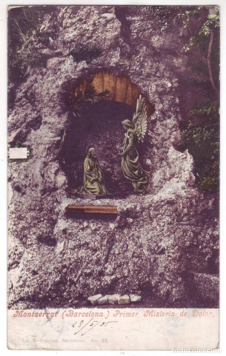 Postales: Montserrat (Barcelona): Primer Misterio de Dolor. Purger & Co. Sin dividir. Circulada(Anterior 1905)