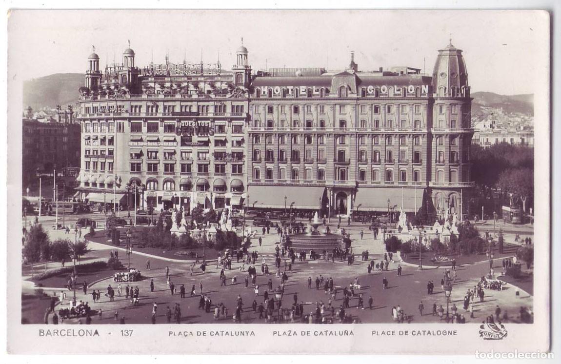 Postales: Barcelona: Plaza de Catalu&ntilde;a. Oriol. Circulada (A&ntilde;os 30)