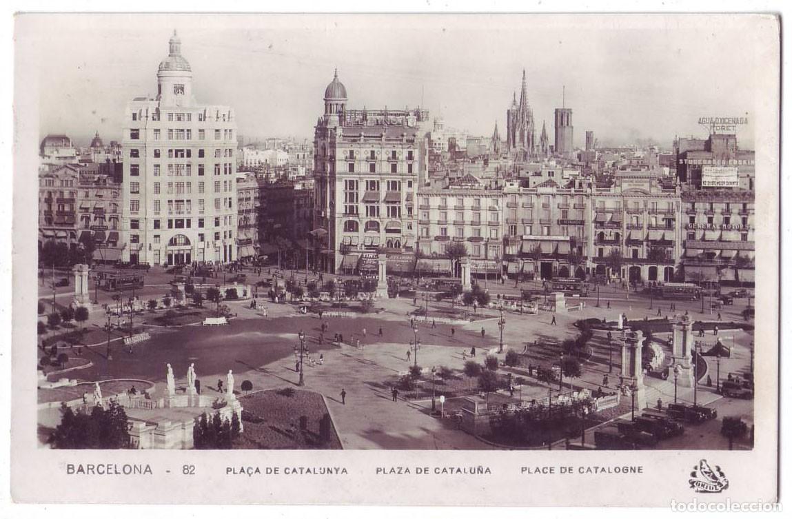 Postales: Barcelona: Plaza de Catalu&ntilde;a. Oriol. Circulada (A&ntilde;os 30)