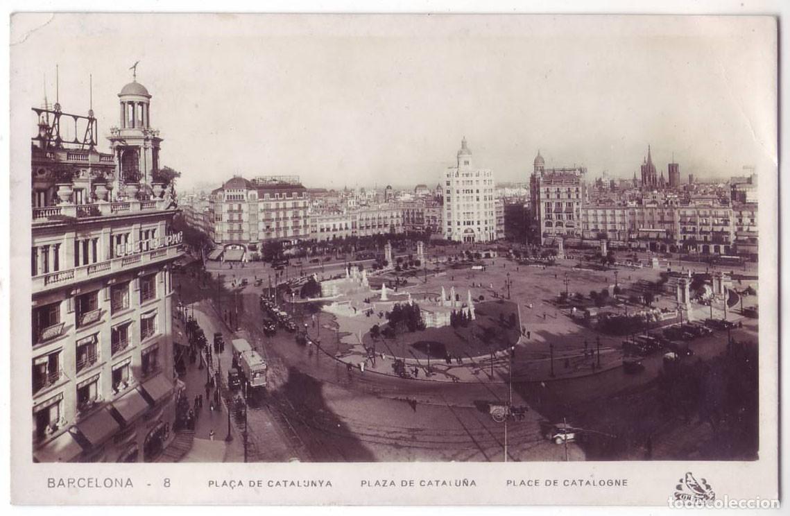 Postales: Barcelona: Plaza de Catalu&ntilde;a. Oriol. Circulada (A&ntilde;os 30)