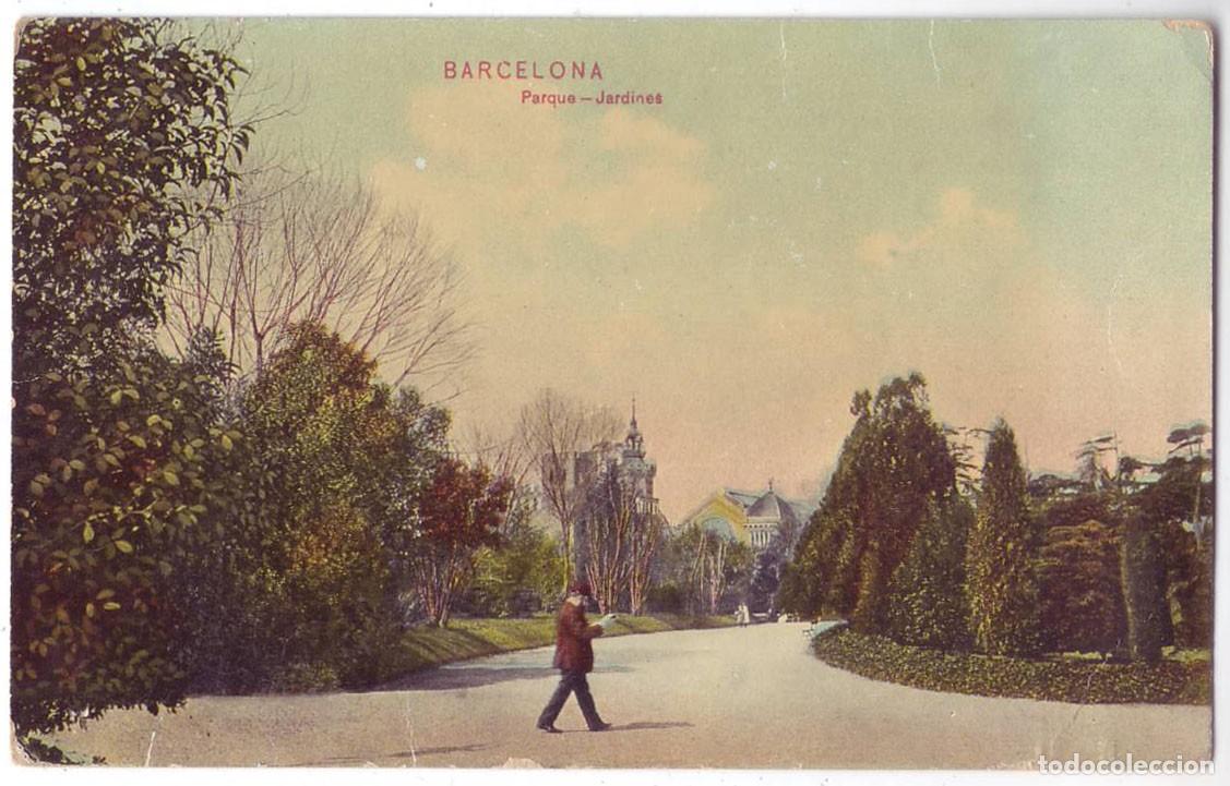 Postales: Barcelona: Parque. Jardines. Dr. Trenkler Co. Circulada (A&ntilde;os 10)