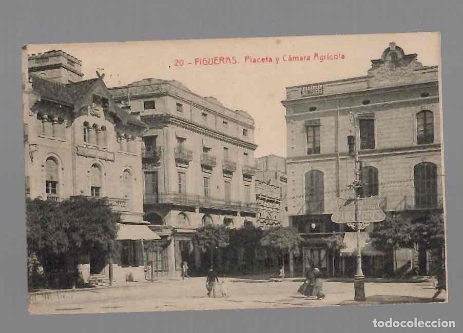 Postales: TARJETA POSTAL FIGUERAS PLACETA Y CAMARA AGRICOLA. N&ordm; 20 ED. JOSE MASDEVALL A&Ntilde;O 1918