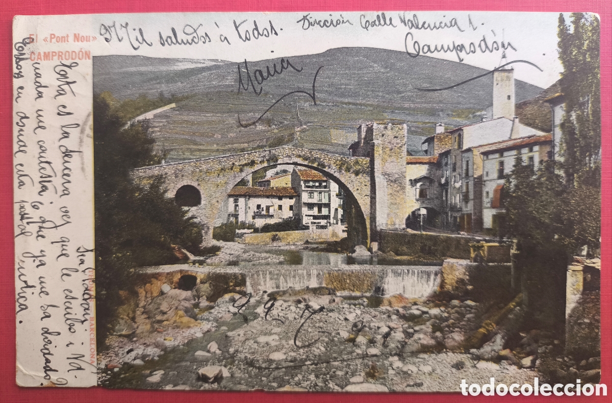 Postales: CAMPRODON PONT NOU POSTAL A COLOR GIRONA CIRCULADA 1911