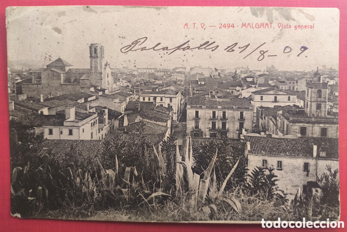 Postales: MALGRAT VISTA GENERAL POSTAL FOTOTIPIA CIRCULADA 1909