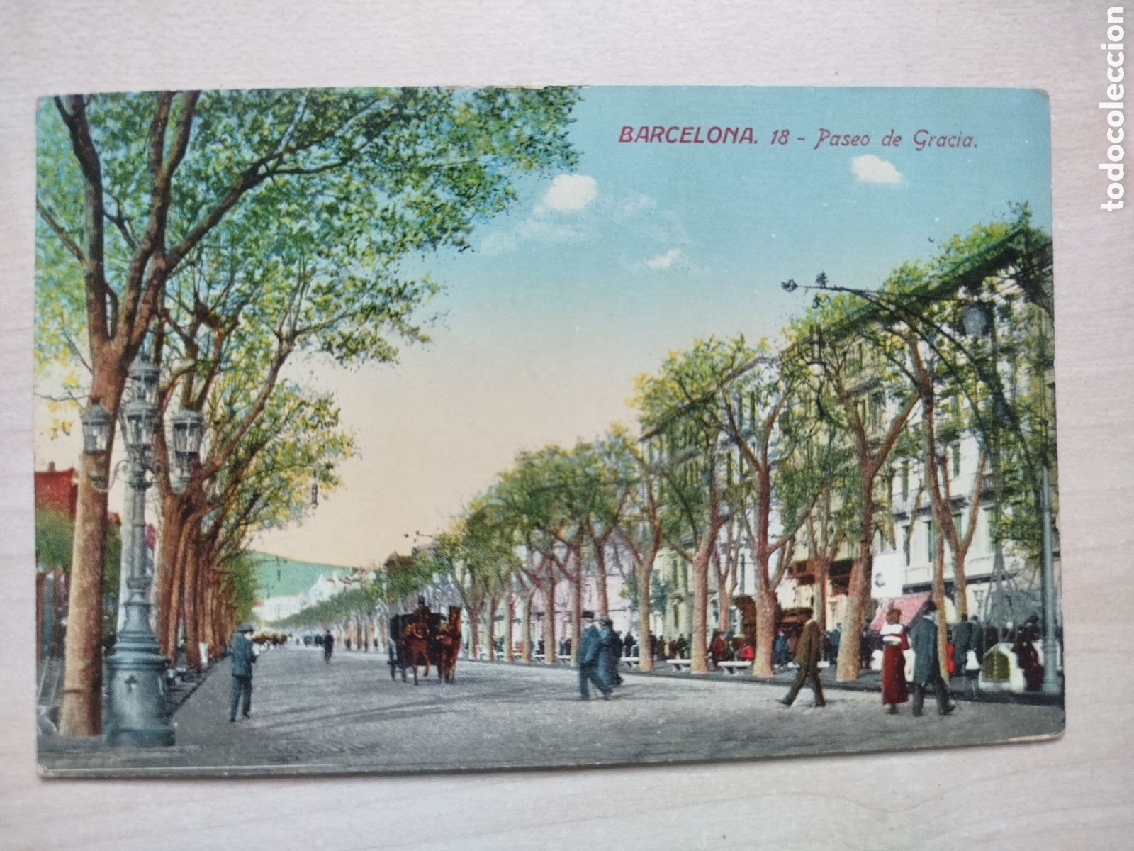 Postales: Postal Antigua Barcelona N&ordm; 18 - Paseo de Gracia - Coloreada - Ed. J. Venini