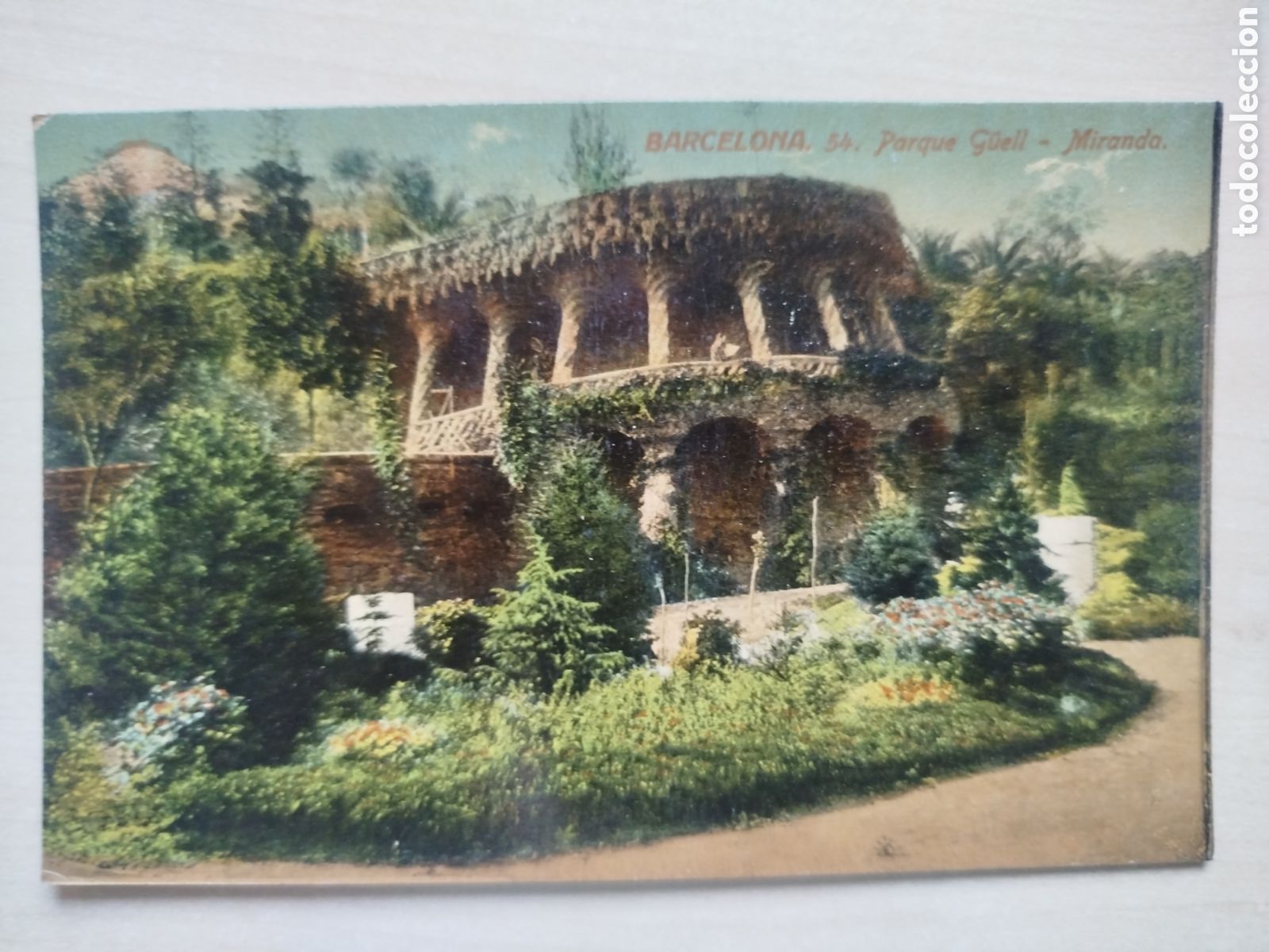 Postales: Postal Antigua Barcelona - Parque G&uuml;ell Miranda - Ed. Venini - Coloreada