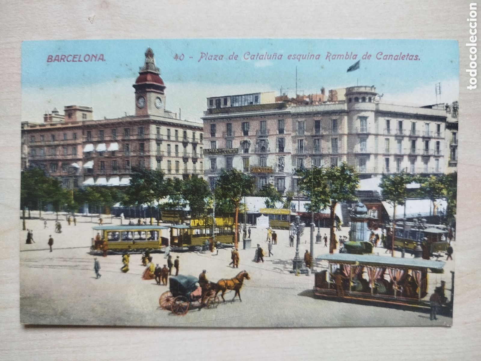 Postales: Postal Antigua Barcelona - Plaza Catalu&ntilde;a Canaletas - Ed. Venini - Coloreada