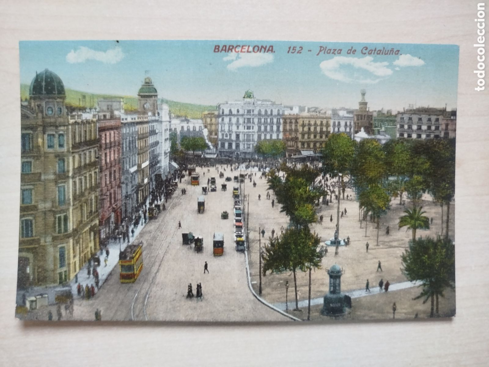 Postales: Postal Antigua Barcelona - Plaza de Catalu&ntilde;a Vista A&eacute;rea - Ed. Venini - Coloreada