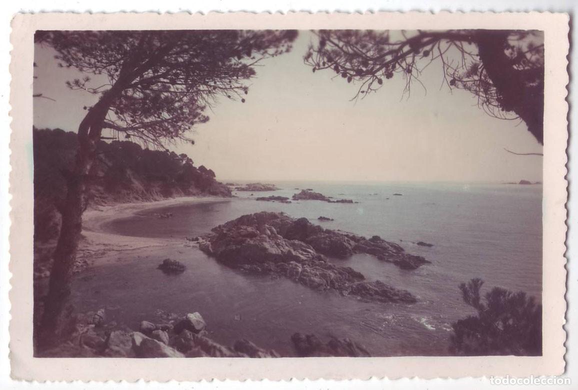 Postales: Costa Brava (Gerona): Palam&oacute;s. Vista de Cala Estreta. Foto Puignau. Circulada (A&ntilde;os 50)