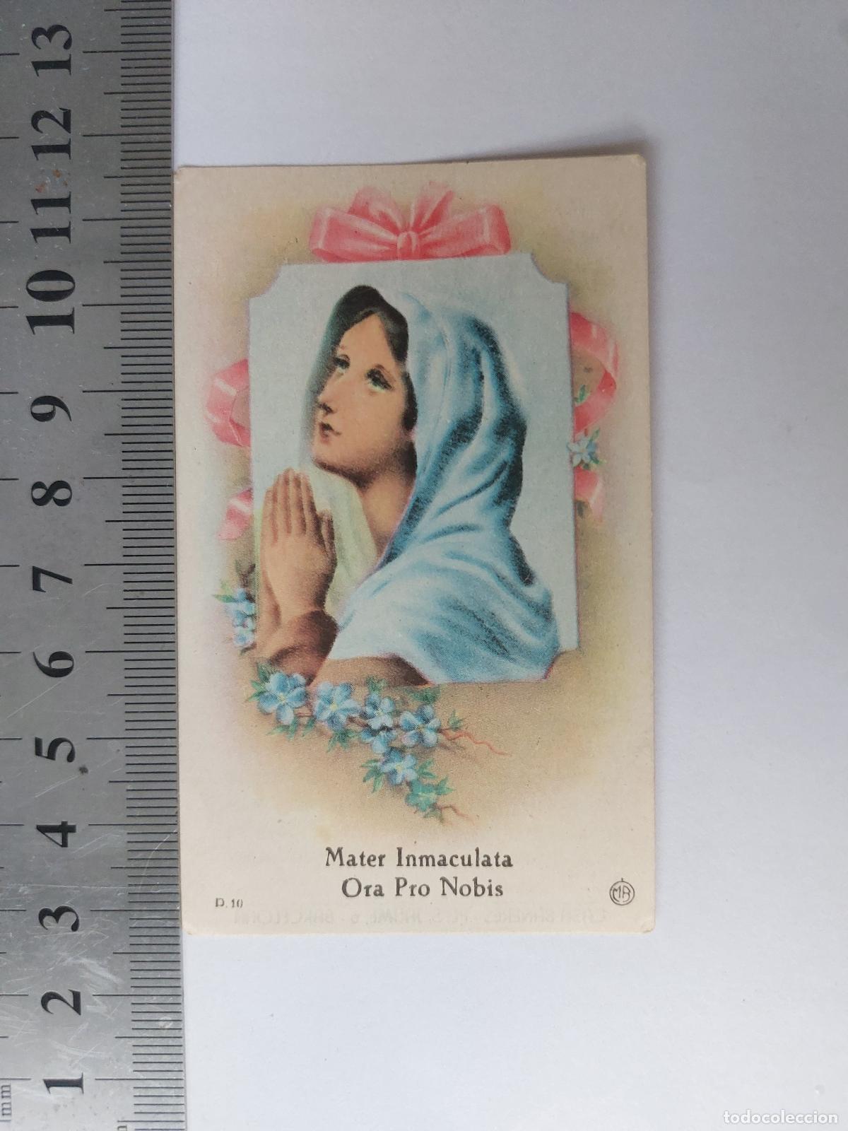 Postales: Estampa religiosa de la Virgen Mar&iacute;a con oraci&oacute;n Mater Inmaculata